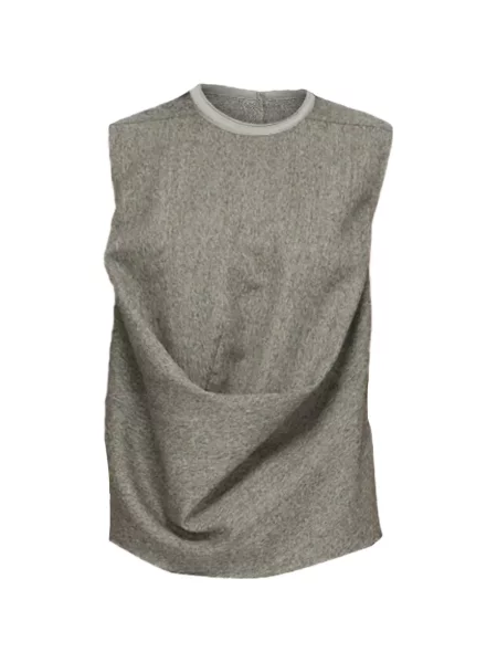 Top Rick Owens fără mâneci drapat gri
