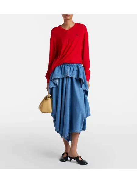 Fustă din denim Loewe asimetrică albastru