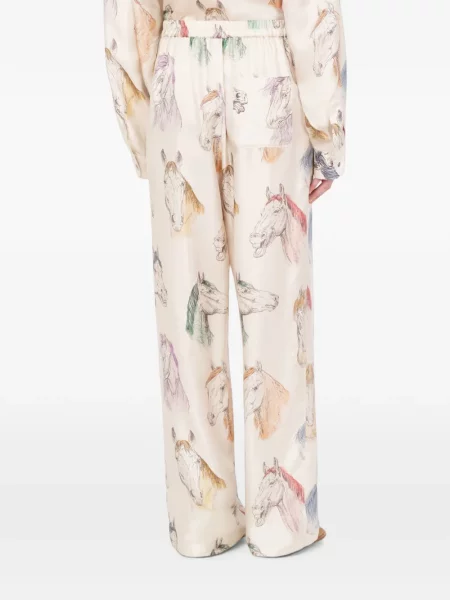 Pantaloni Moschino de mătase cu imagine