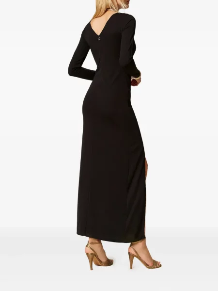 Rochie maxi Twinset cu crăpătură de costum negru