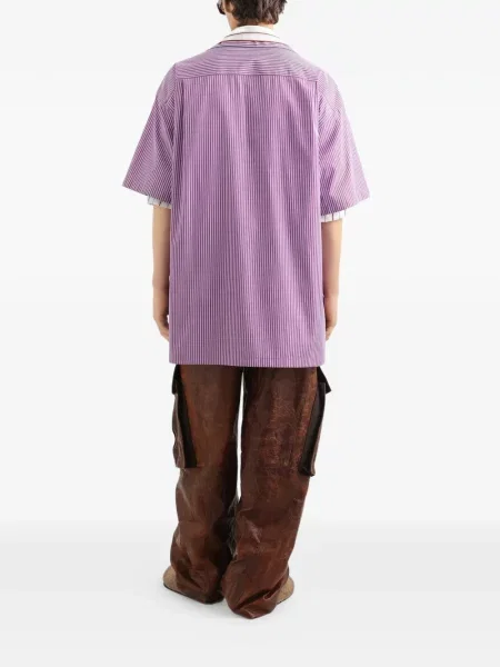Pruhovaná poplínová košile Dolce & Gabbana fialová
