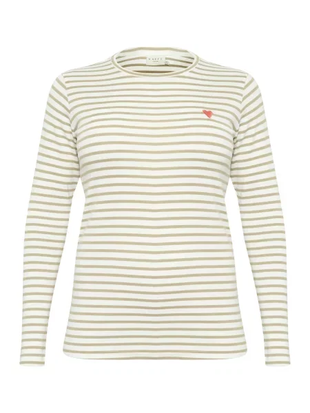 KAFFE CURVE Tričko Lia / olivová / oranžově červená béžová