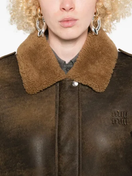 Geanta de piele Miu Miu maro
