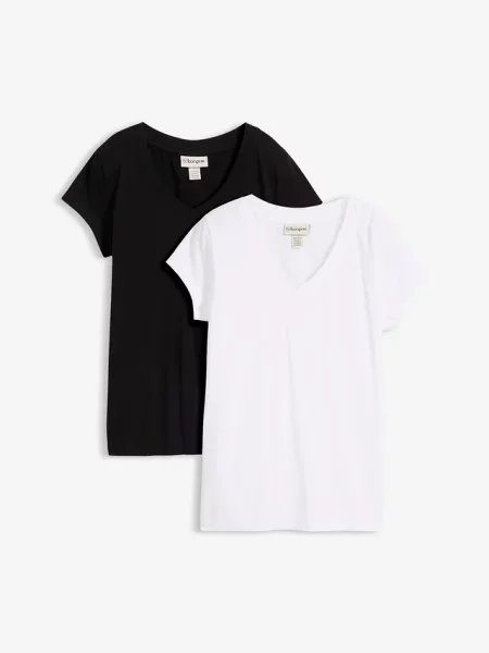 T-shirt z czystej bawełny organicznej 2 szt. czarna