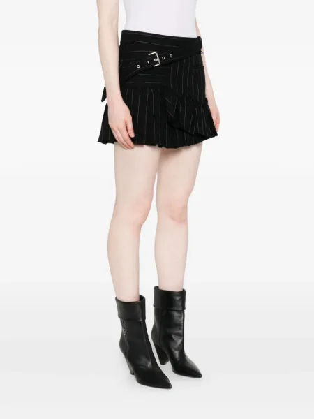 Fustă Isabel Marant cu dungi cu volane negru