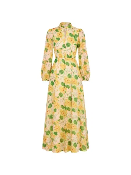 Rochie maxi Saloni cu model floral cu imagine galben