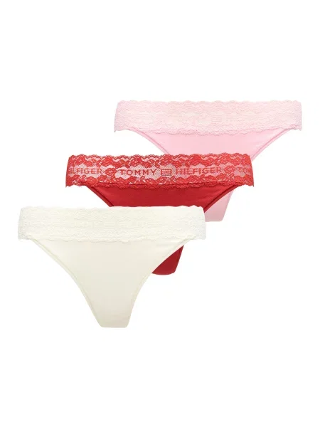 Tommy Hilfiger Underwear Tanga roz / roșu / murdar alb