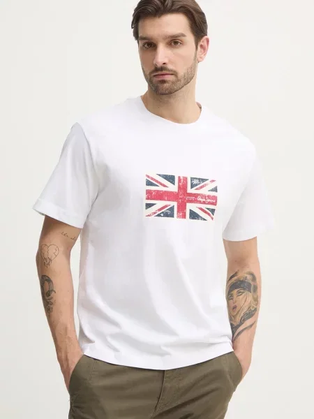 Тениска Pepe Jeans UNION TEE с принт бяло
