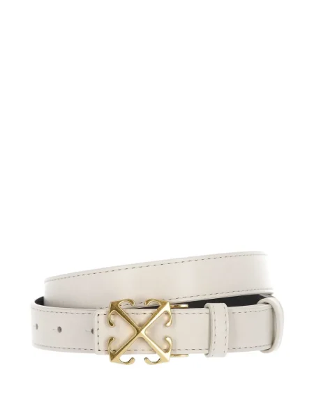 Curea Off-white din piele alb