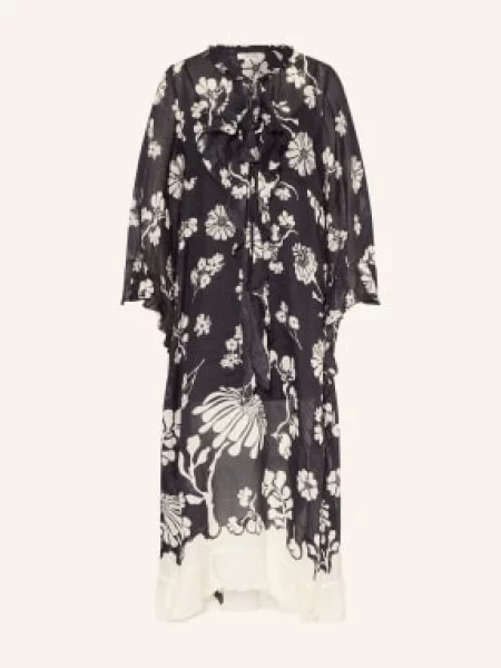 Dorothee Schumacher Šaty Floral Daydream S Rukávem tmavě / režná modrá