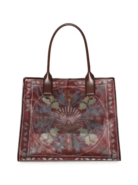 Geantă shopper Ganni cu imagine plasă maro