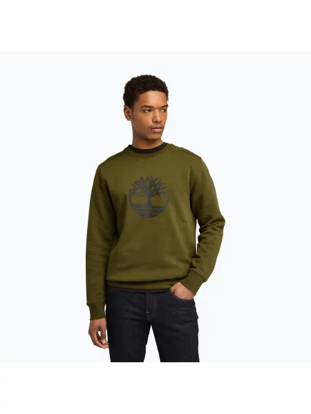 Férfi pulóver Timberland Tree Logo Crew Neck dark olive Tree Logo Crew Neck zöld