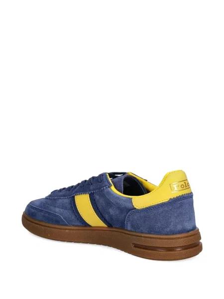 Tricou Polo Ralph Lauren din piele de căprioară cu dungi cu decolteu în V negru