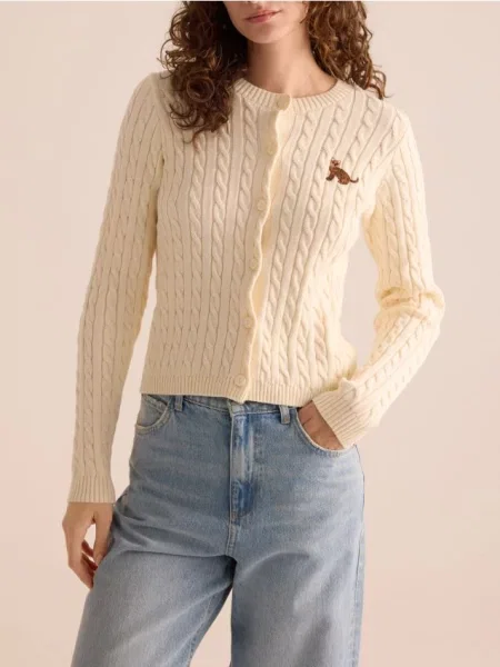 Reserved Кардиган з вишивкою нюдовий 