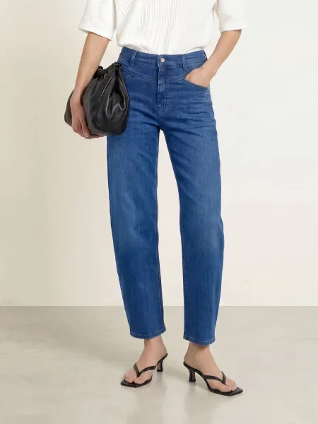 Opus Pants Barrel Džíny Mari Cosmo mid blue modré