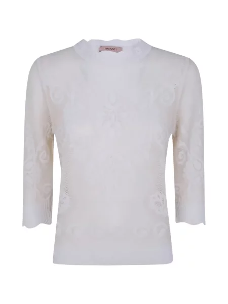Sweter Twinset koronkowy biały