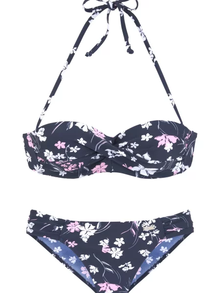LASCANA Bikini mornarska / svetlo roza bela