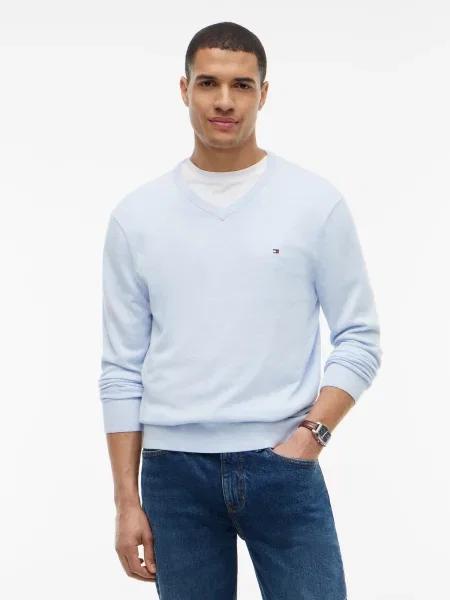TOMMY HILFIGER Sveter ESSENTIAL námornícka / svetlomodrá / čerešňová modrá