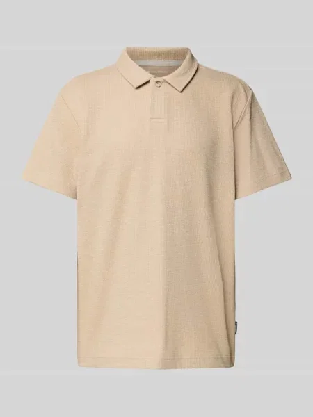 Koszulka polo prążkowana o kroju regular fit z dodatkiem streczu Tom Tailor beżowe