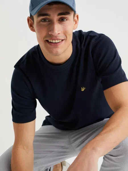 WE Fashion Tričko tmavomodrá / pastelovo žltá čierna