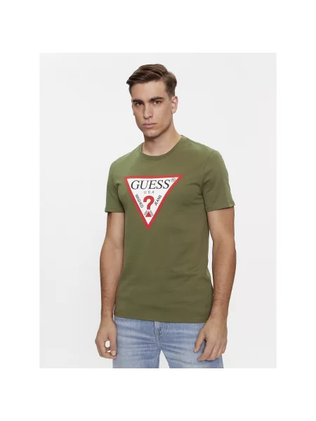 Guess Футболка Logo Slim Fit зелений