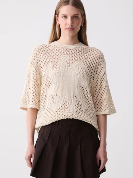 Zadig&Voltaire pulover cu mânecă scurtă pentru femei cu in bej