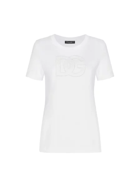 Koszulka Dolce And Gabbana z logo z dżerseju biała