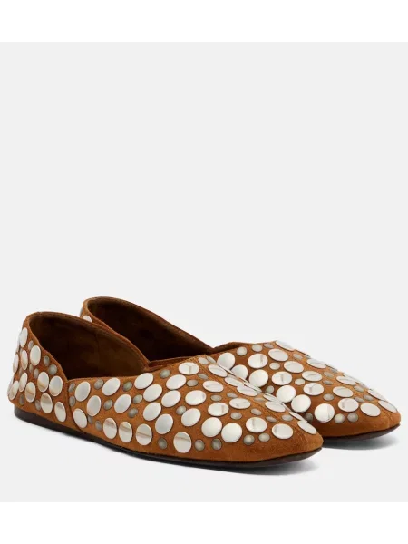 Semišové baleríny Khaite se cvočky hnědé