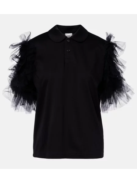 Tricou polo Noir Kei Ninomiya din tul negru