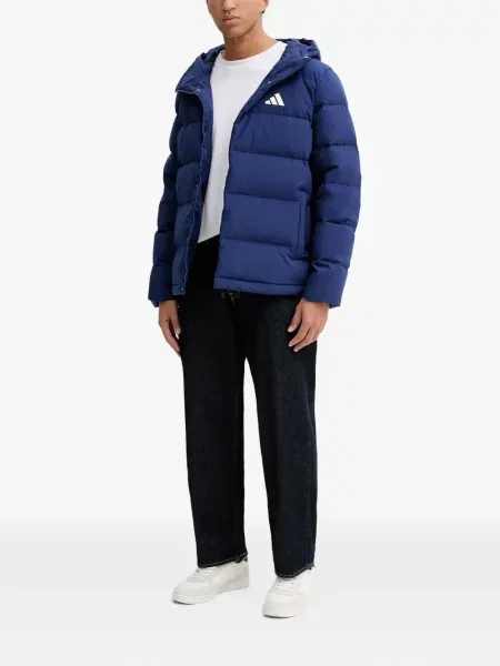 Kalhoty Adidas s kapucí s potiskem modré