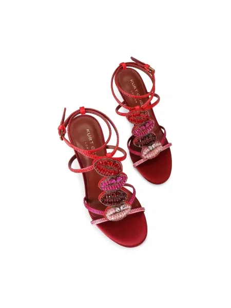Kurt Geiger Sandały Na Z Kamyczkami Ozdobnymi pink czerwone