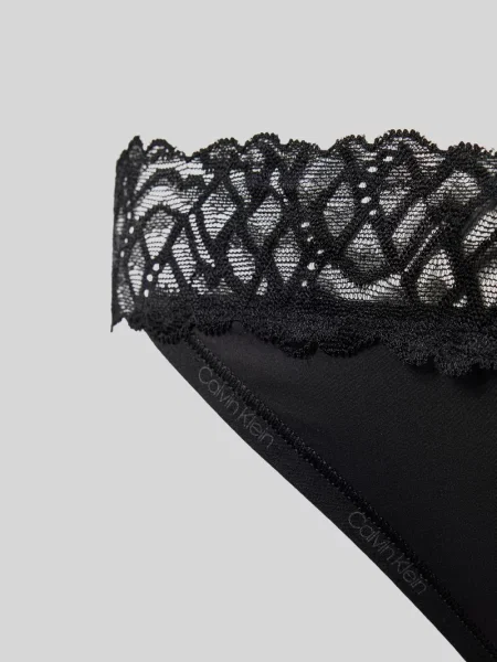 Figi z obszyciem koronką Calvin Klein Underwear czarne