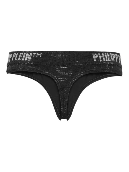 Stringi Philipp Plein z kamieniami czarne