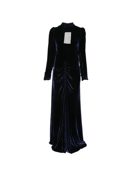 Rochie maxi Dunesi cu volane albastru