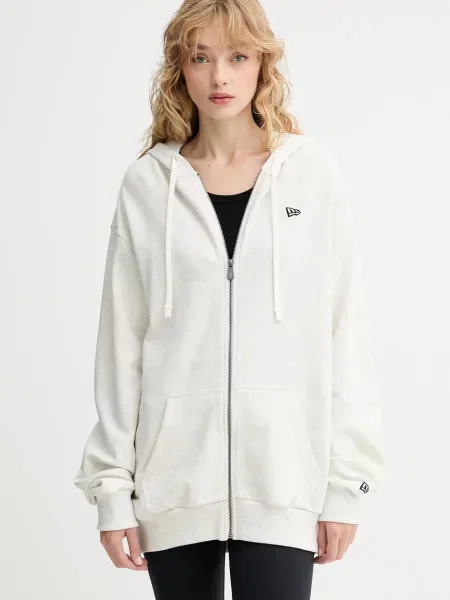 Меланжевый свитер New Era с капюшоном серый