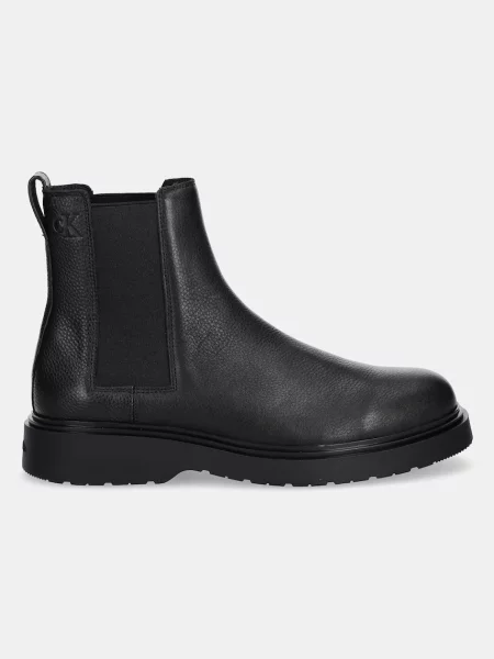 Kožené topánky chelsea Calvin Klein COMBAT ESS CHELSEA BOOT LTH čierna