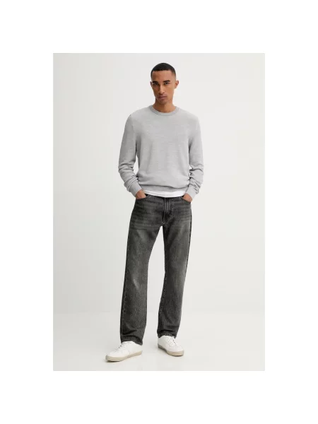 Sweter z dzianiny o kroju regular fit z czystej bawełny Marc O'polo szary