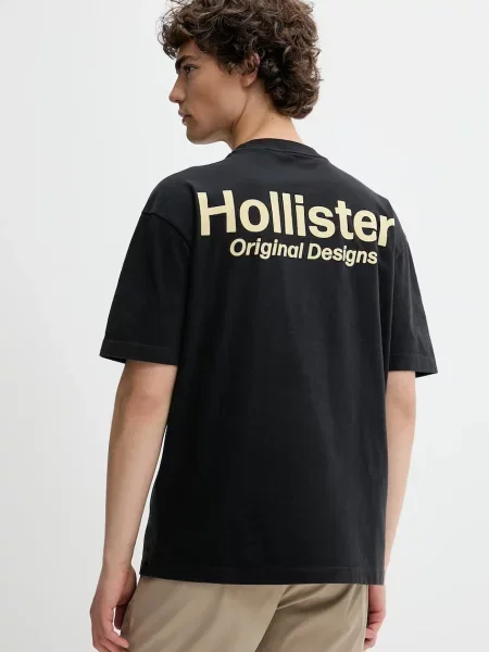 Тениска Hollister Co. с принт черно