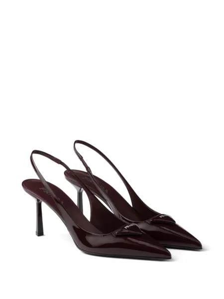 Pantofi cu toc Prada cu vârf ascuţit slingback maro