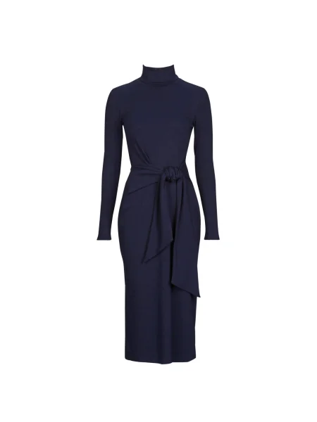 Rochie maxi Lauren Ralph Lauren cu mâneci lungi lungă de costum albastru