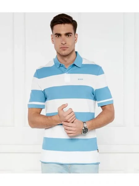 BOSS ORANGE Tenisz póló PalesStripe kék