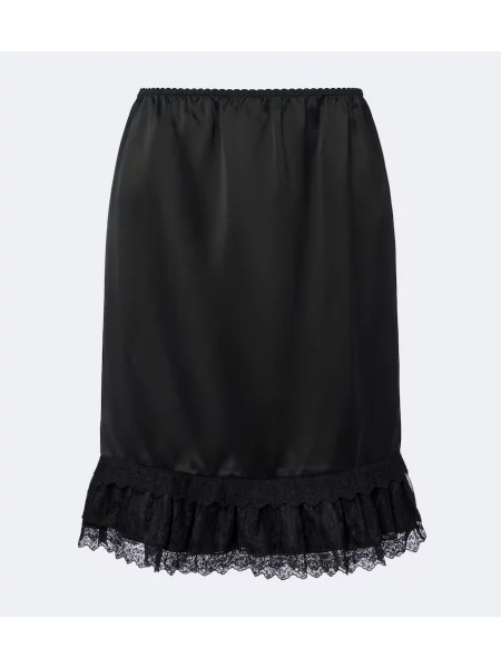 Fustă Ganni din satin cu volane negru