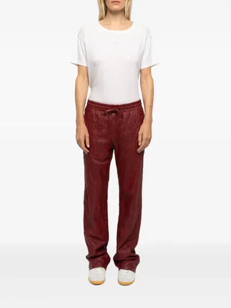 Pantaloni Zadig&voltaire din piele roșu