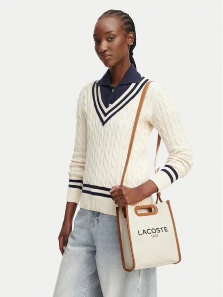 Lacoste Geantă Small Heritage Canvas Tote deschis bej