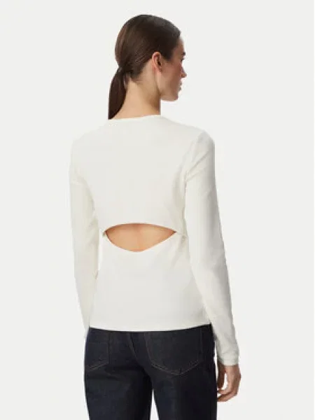 Calvin Klein Jeans majica dugih rukava ženska od pamuka s elastanom bež
