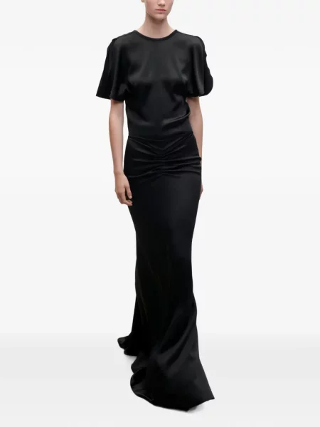Fusta maxi Victoria Beckham cu volane negru