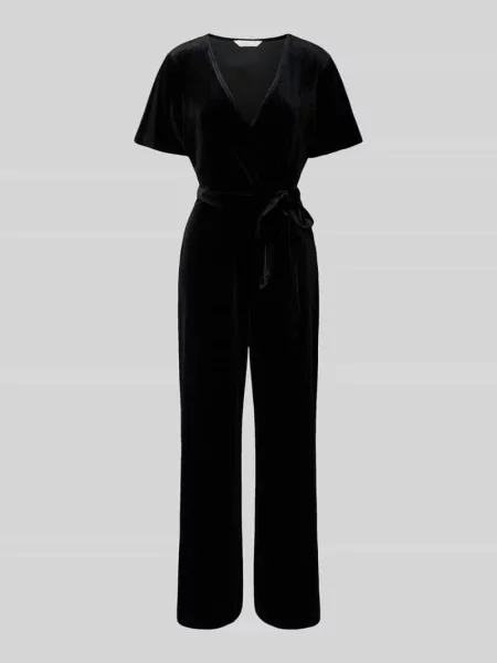 Kombinezon o kroju regular fit z dekoltem w serek Apricot czarny