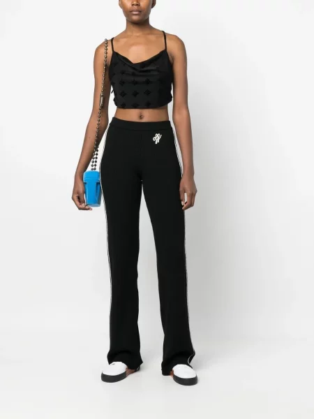 Siuvinėtos megztos kelnės Off-white balta