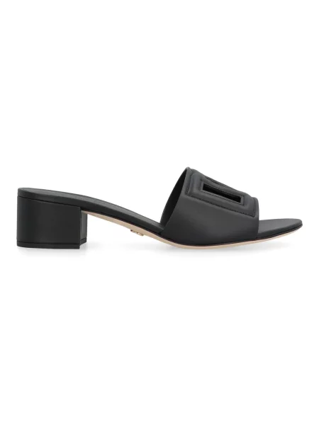 Klapki Dolce And Gabbana skórzane czarne