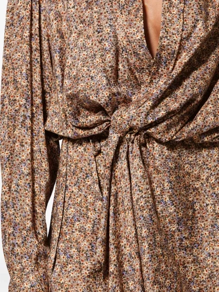 Rochie mini Isabel Marant cu model floral de costum maro
